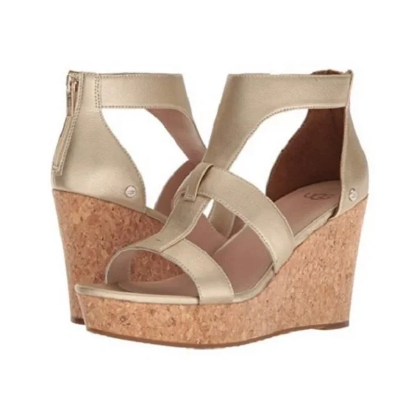 UGG Whitney wedge metallic sandals - Picture 1 of 6